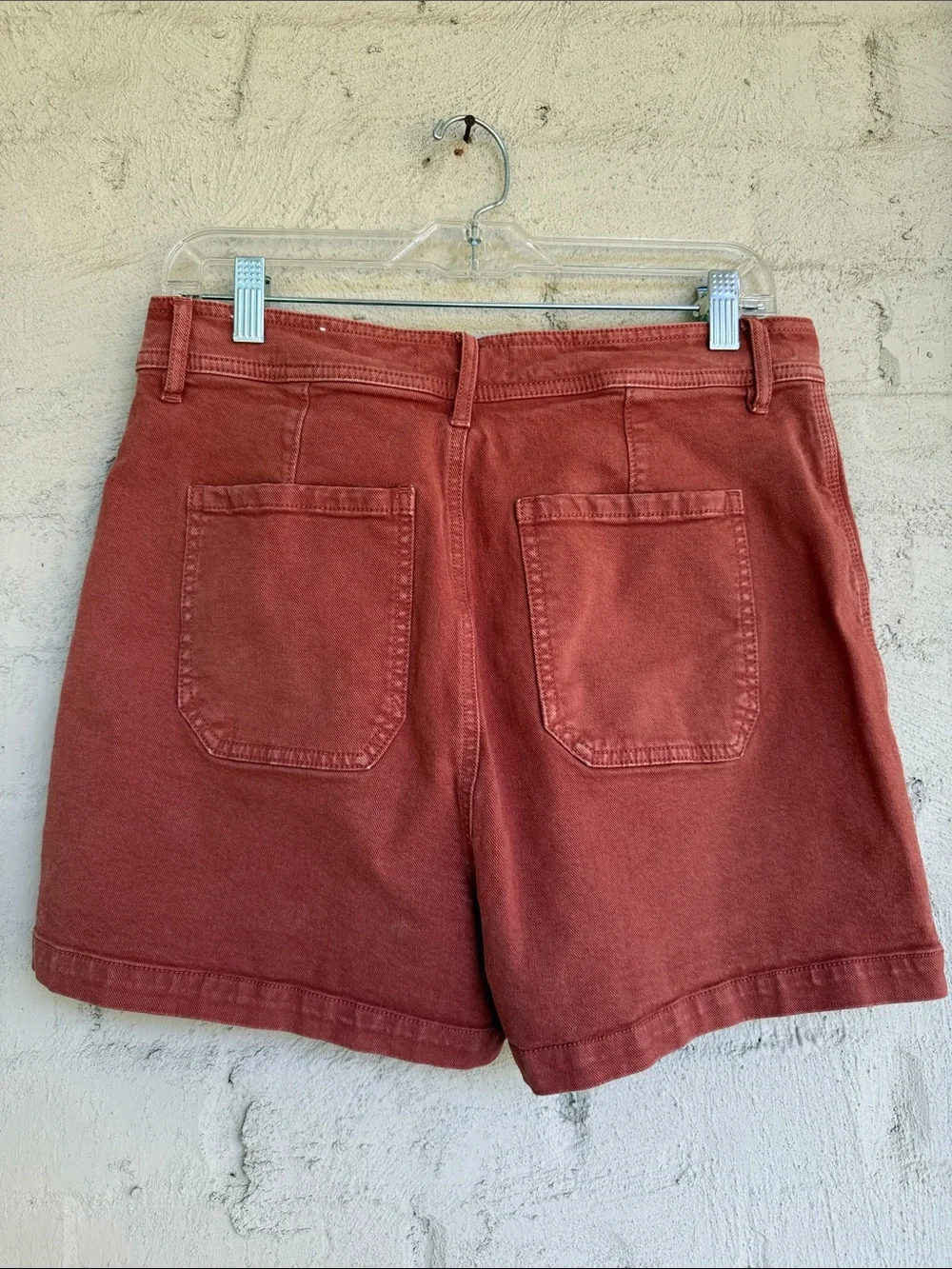 LOFT Rust Orange Welt Pocket High Rise Stretch Denim Jean Shorts Size 30/10